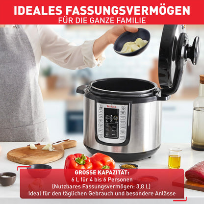 Tefal Fast & Delicious CY505EF0 Multikocher, 6 L, schwarz/Edelstahl