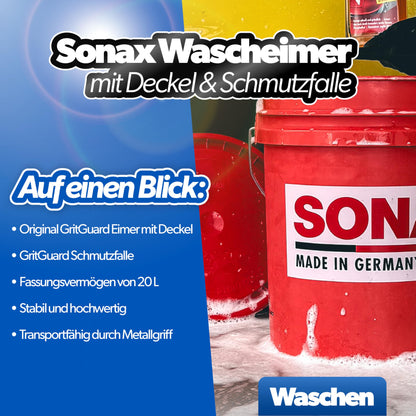 SONAX Autowäscheset – Glanzshampoo, Wascheimer & Waschhandschuh