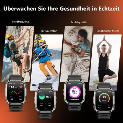 Blackview Smartwatch Herren mit Kompass, LED-Licht und 2 Armbändern