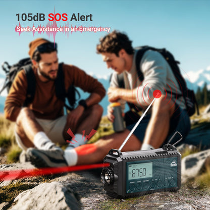 Mesqool Kurbelradio AM/FM/SW Notfallradio mit Taschenlampe