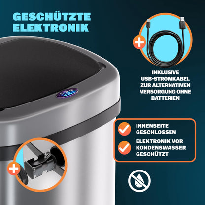 Monzana Sensor Mülleimer Küche 58 L Automatik - Silber