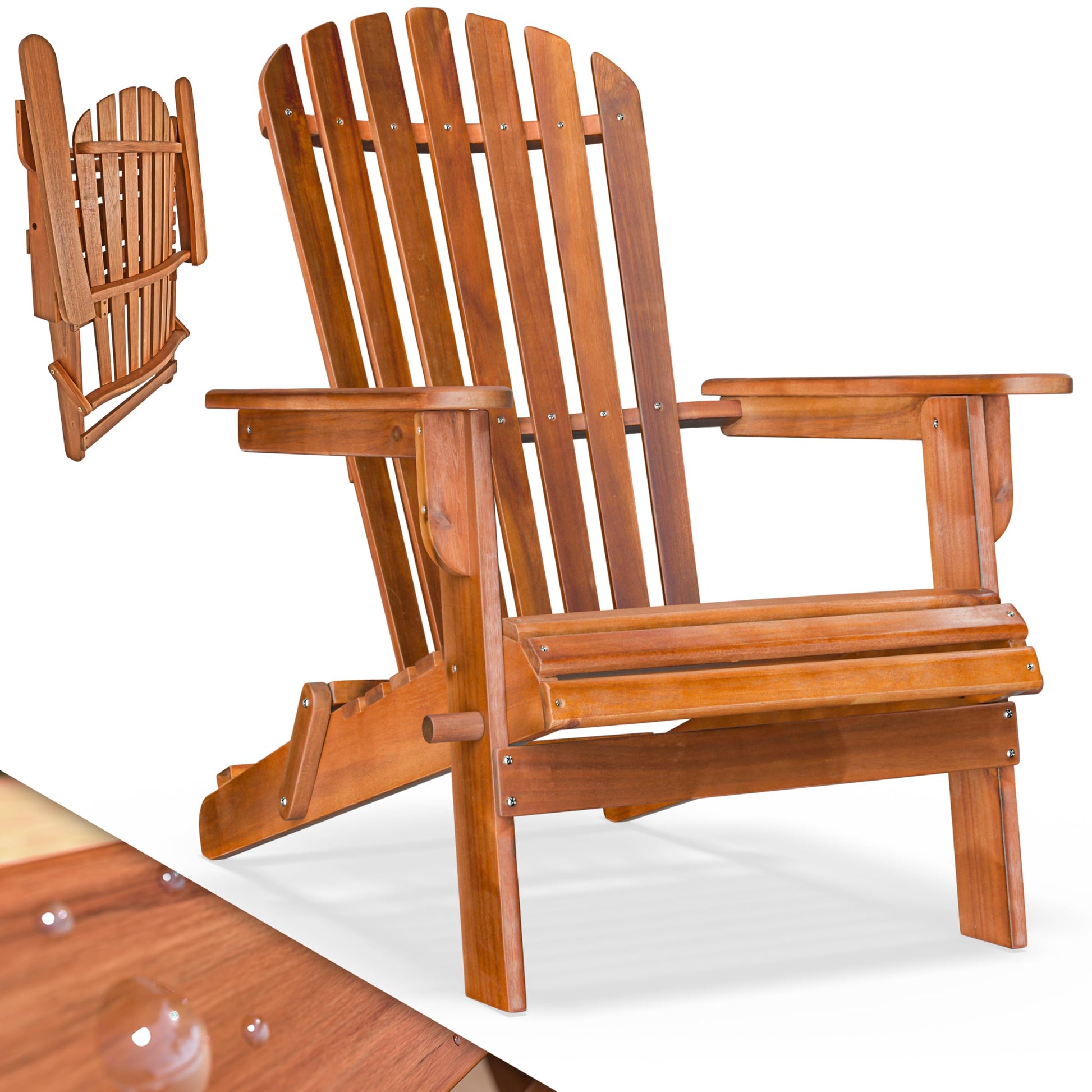 Casaria Sonnenliege Adirondack Holz Klappbar Wetterfest. Holzliege, dunkelbraun, klappbar. Zum Entspannen im Freien geeignet.