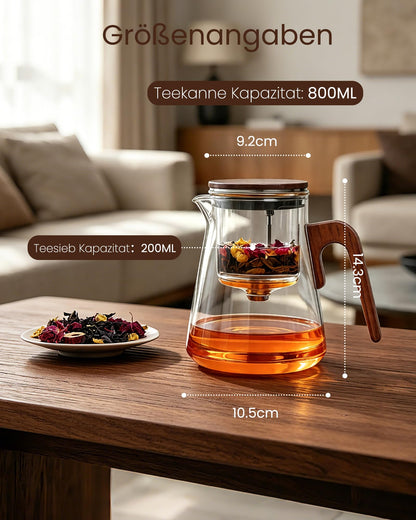 ZENS Magic Teekanne aus Glas mit Sieb und Magnetdeckel, 800 ml