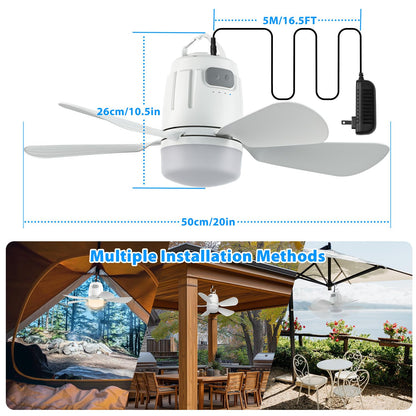Gliztech Deckenventilator mit Beleuchtung 50 cm, Fernbedienung, LED