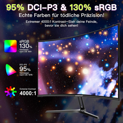 Amzfast AMZG27C1 Curved Gaming Monitor - 27 Zoll, 180Hz
