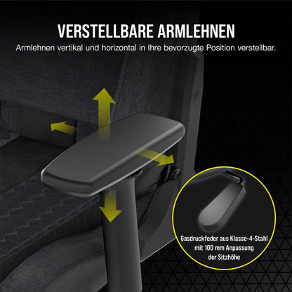 Corsair TC100 Relaxed Gaming Stuhl Stoff Grau/Schwarz