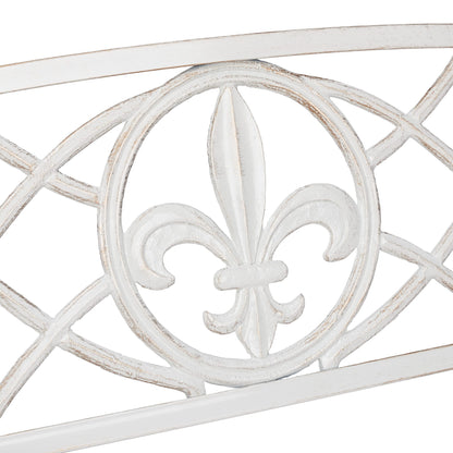 Relaxdays Fleur de Lis Gartenbank - 2-Sitzer weiss-Bronze