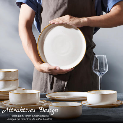 Homikit Geschirrset 18-tlg Steinzeug für 6 Personen – Jupiter Beige