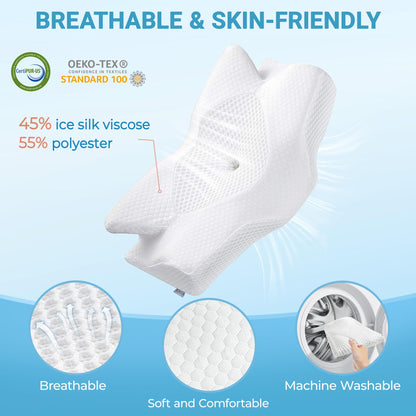 Elviros Nackenstützkissen Memory Foam Seitenschläferkissen, grau