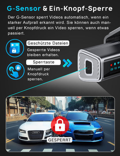 Navycrest Q7 Dashcam Auto vorne hinten, 4K+1080P mit 5GHz WiFi