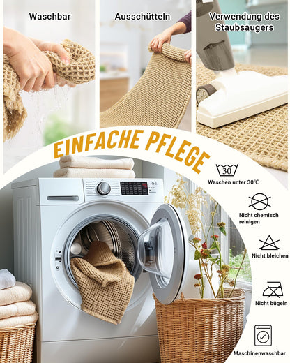 Furicher Badteppich Set 2-teilig, rutschfest, waschbar, Boho-Stil