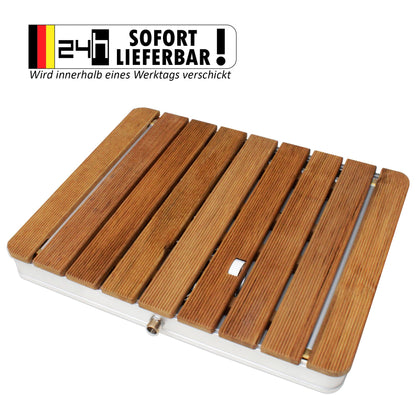 @tec Teak Gartendusche Mobile Bodendusche Eckig 70x55cm
