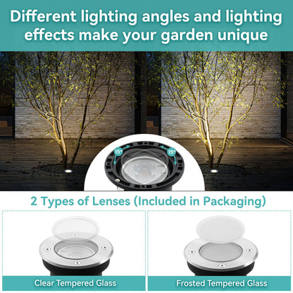 Goodia 4er Set Bodeneinbaustrahler Aussen GU10 IP67 Schwenkbar Rund