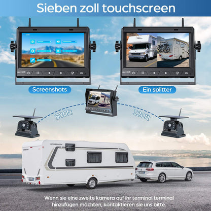 VASTEND Solar Rückfahrkamera kabellos VS-7A mit 7 Zoll Monitor