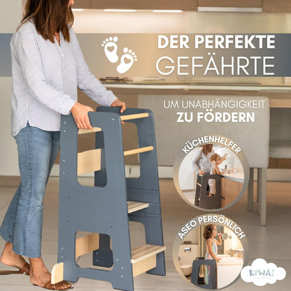 Kywai Montessori Lernturm ab 1 Jahr – Bambus, höhenverstellbar