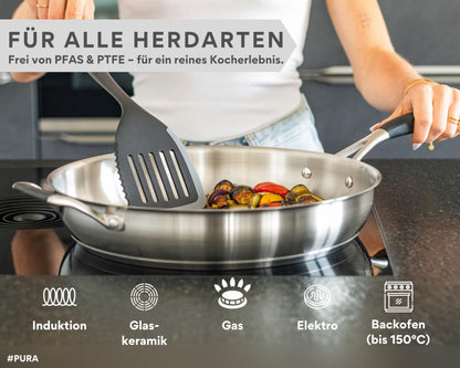 DIVORY PURA Edelstahl Bratpfanne - 32cm unbeschichtet