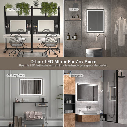 Dripex LED Badspiegel Beschlagfrei Touch Kaltweiss - 50x70 cm