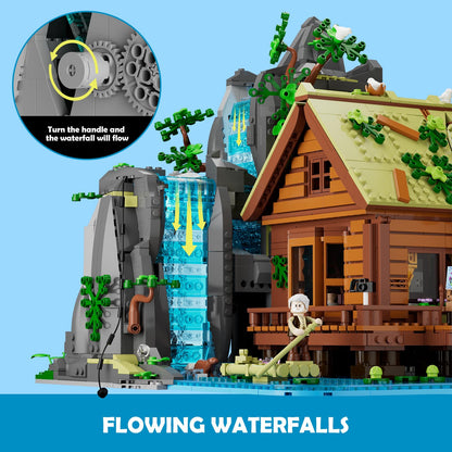 Lumibricks Waterfall Cabin Bauset mit LED-Licht, 2539 Teile