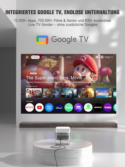 VOPLLS G3 Smart Beamer 4K Heimkino, Google TV, 1200 ANSI Lumen