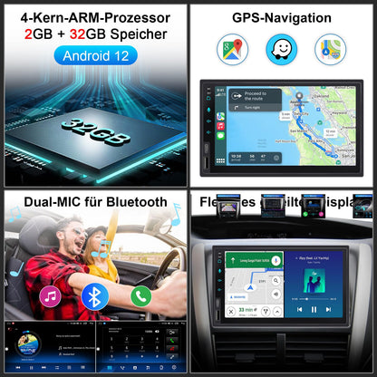 Android Doppel Din Autoradio - 7 Zoll Wireless CarPlay Android Auto