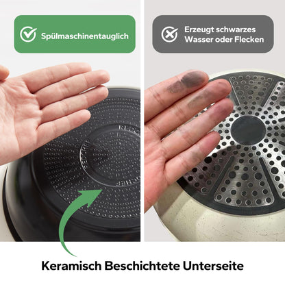 Redchef Kochgeschirr-Set 16-teilig mit abnehmbaren Griffen, schwarz