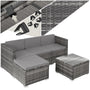 tectake Polyrattan Lounge Set, Sitzgruppe für 3-4 Personen, grau – mit Geflecht und Tischplatte aus Sicherheitsglas