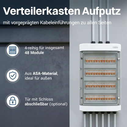 Intratec Verteilerkasten Aufputz IP65, 4-reihig für 48 Module
