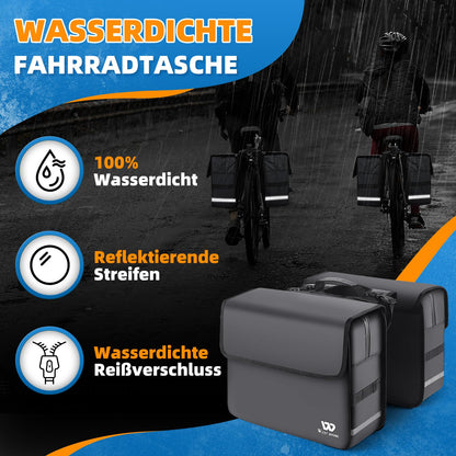 XIQI Gepäckträgertasche Doppeltasche 36L wasserdicht Grau
