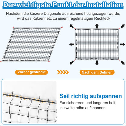 Aystkniet Katzennetz Balkon 10x2 m, drahtverstärkt und UV-beständig
