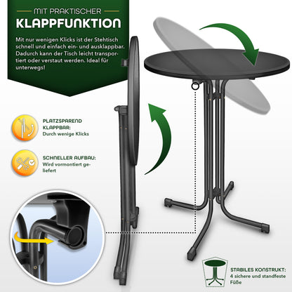 tillvex® Gastro Stehtisch klappbar Ø80cm mit Husse – rund