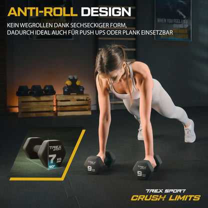 TREX SPORT Neopren Kurzhanteln Set 2 x 7 kg für Damen und Herren