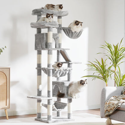 Heybly HCT034W Kratzbaum Katzenturm – 180 cm, Hellgrau