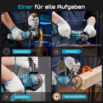 SEESII Akku Winkelschleifer AG0200 125 mm bürstenlos Set mit 2 Akkus
