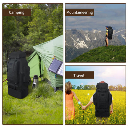 Vaupan Wanderrucksack 100 L, erweiterbarer Molle-Rucksack, schwarz