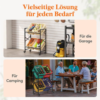 Lifewit Getränkekistenregal mit Rollen für 4 Kisten - Schwarz
