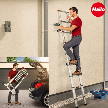 Hailo T80 FlexLine Alu-Sicherheits-Teleskopleiter - 13 Sprossen