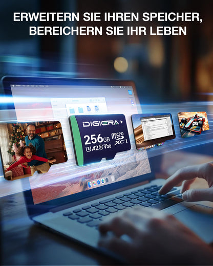 DIGIERA CT100 microSDXC Speicherkarte 256 GB UHS-I mit SD-Adapter