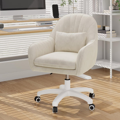 Aivermeil Samt Homeoffice Drehstuhl mit Kopfkissen – Beige
