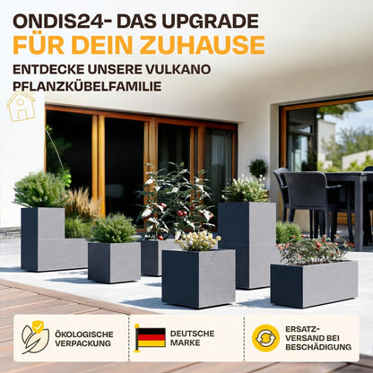 Ondis24 Vulkano Pflanzkübel 2er-Set, 50 L, Wasserspeicher, Anthrazit