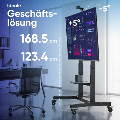 ONKRON TS1991-B TV Ständer rollbar für 50-100 Zoll – Schwarz
