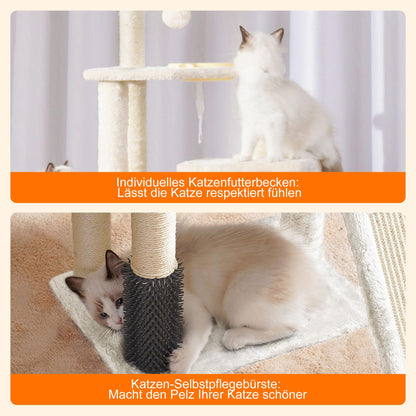 Heybly Kratzbaum HCT005SM mit Katzenbürste und Korb, Beige
