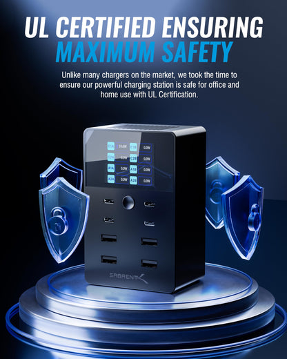 SABRENT USB Ladestation 252W 8-Port GaN PD 3.0 mit LCD-Display