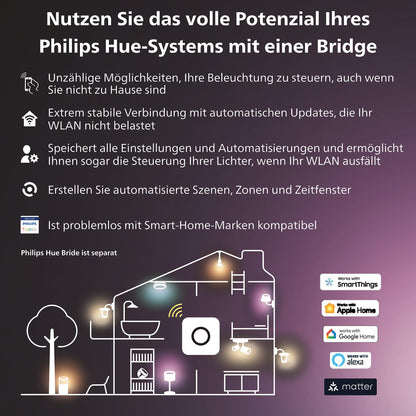 Philips Hue White & Color Amb. E27 LED Lampen Set mit Bridge 2er