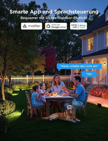 Govee Outdoor LED Strahler RGBWW Alexa Matter 4er Set