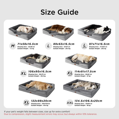 BEDSURE Orthopädisches Hundebett Hundesofa 71x58 cm waschbar grau