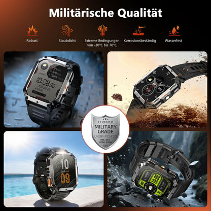 Blackview Smartwatch Herren mit Kompass, LED-Licht und 2 Armbändern