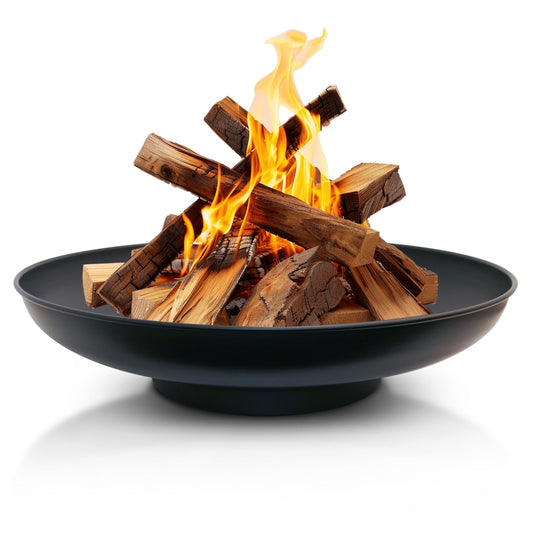HEAT Outdoor Living BBQ Feuerschale Ø90 cm - Schwarz. Runde, schwarze Stahlschale zum Grillen und für offenes Feuer.