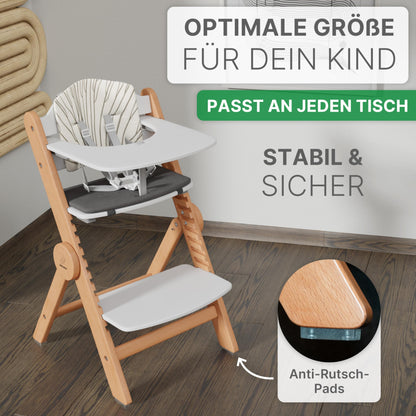 ZWERGHELD® Kinderhochstuhl ZS3 Set mitwachsend - Natur