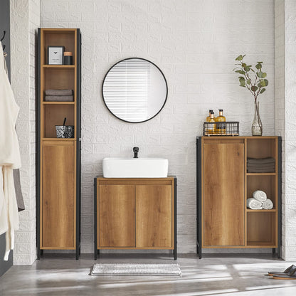 SoBuy BZR62-PF Badezimmer-Hochschrank Vintage – 3 Fächer, 1 Tür