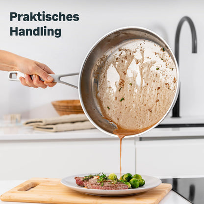 SILBERTHAL Edelstahl Bratpfanne 28cm – Unbeschichtet Induktion
